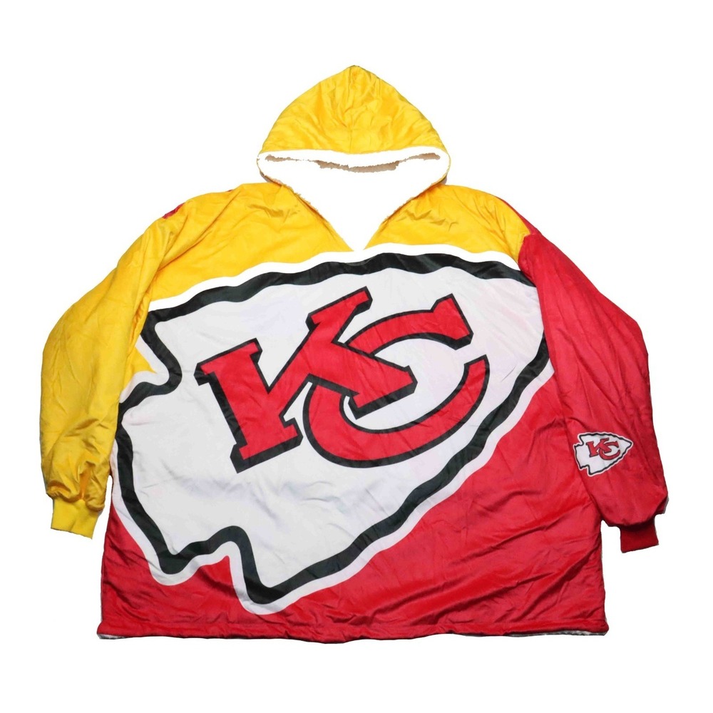 FOCO Kansas City Chiefs Reversible Oversized Sherpa Hoodie Sweatshirt One Size